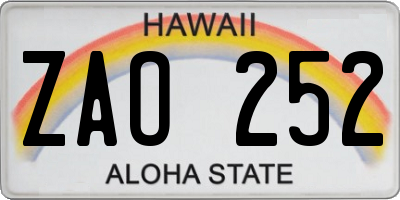 HI license plate ZAO252
