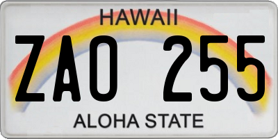 HI license plate ZAO255