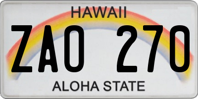 HI license plate ZAO270