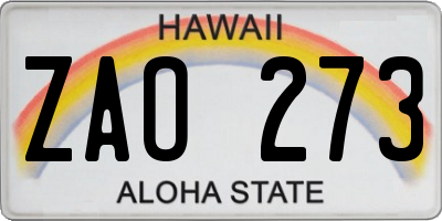 HI license plate ZAO273