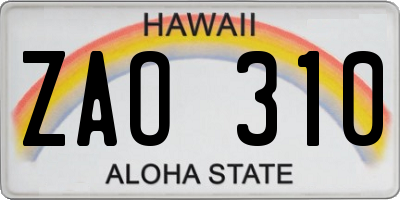 HI license plate ZAO310