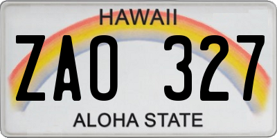 HI license plate ZAO327