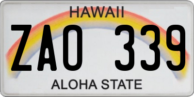 HI license plate ZAO339