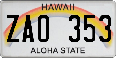 HI license plate ZAO353