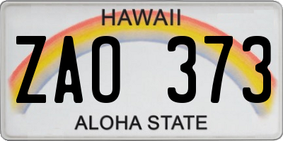 HI license plate ZAO373