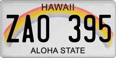 HI license plate ZAO395