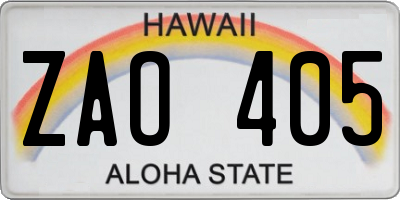 HI license plate ZAO405