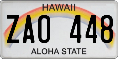HI license plate ZAO448