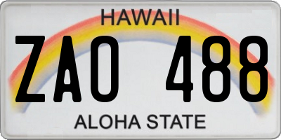 HI license plate ZAO488