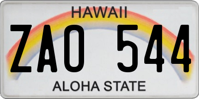 HI license plate ZAO544