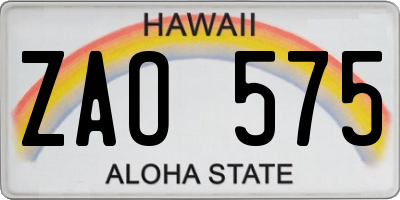 HI license plate ZAO575