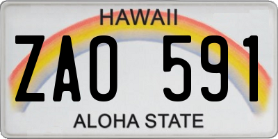 HI license plate ZAO591