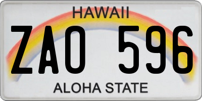 HI license plate ZAO596