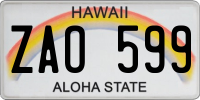 HI license plate ZAO599