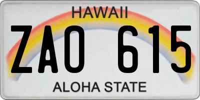 HI license plate ZAO615