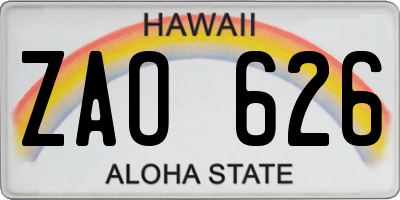 HI license plate ZAO626