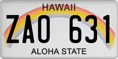 HI license plate ZAO631