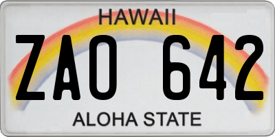 HI license plate ZAO642