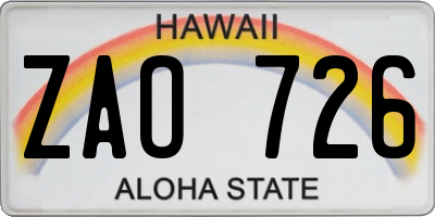 HI license plate ZAO726