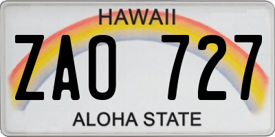 HI license plate ZAO727