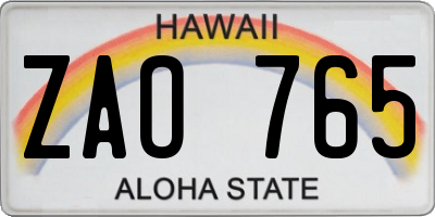 HI license plate ZAO765