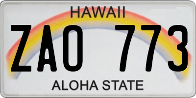 HI license plate ZAO773