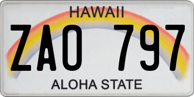 HI license plate ZAO797