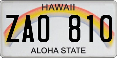 HI license plate ZAO810