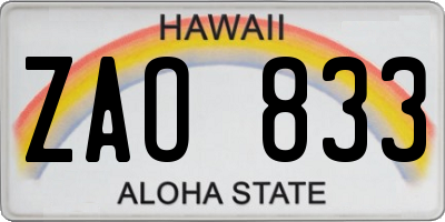 HI license plate ZAO833