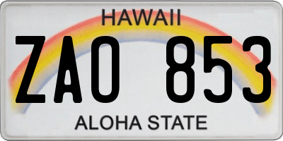 HI license plate ZAO853