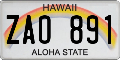 HI license plate ZAO891