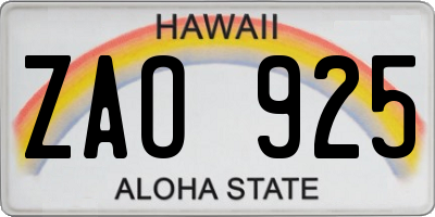 HI license plate ZAO925