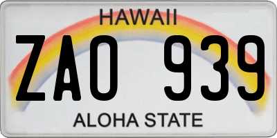 HI license plate ZAO939