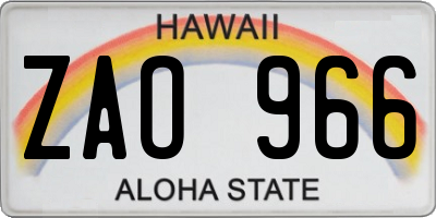 HI license plate ZAO966