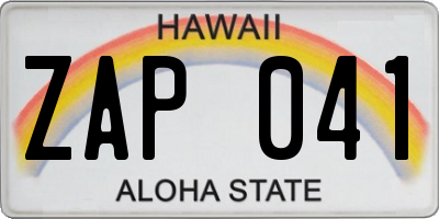 HI license plate ZAP041