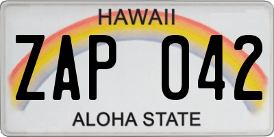 HI license plate ZAP042