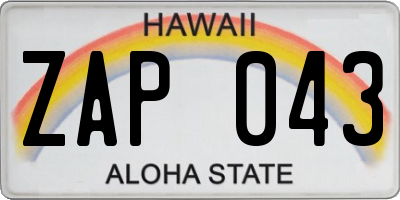 HI license plate ZAP043