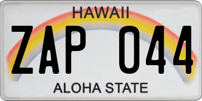 HI license plate ZAP044