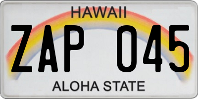 HI license plate ZAP045