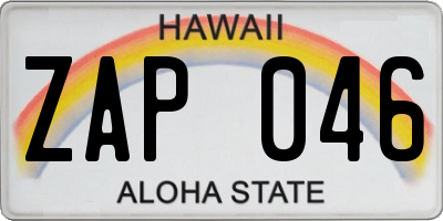 HI license plate ZAP046