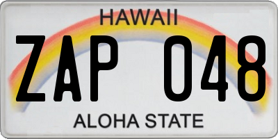 HI license plate ZAP048
