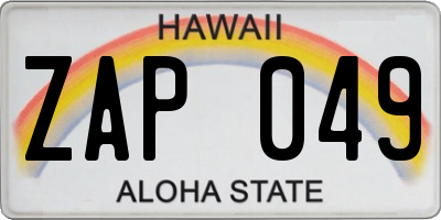 HI license plate ZAP049