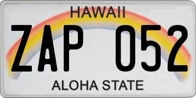 HI license plate ZAP052