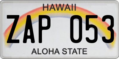 HI license plate ZAP053