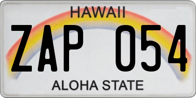 HI license plate ZAP054