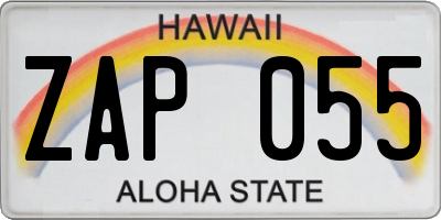 HI license plate ZAP055