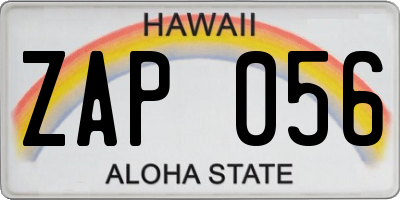HI license plate ZAP056