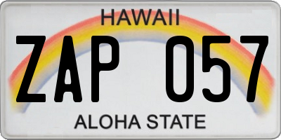 HI license plate ZAP057