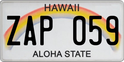 HI license plate ZAP059