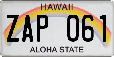 HI license plate ZAP061
